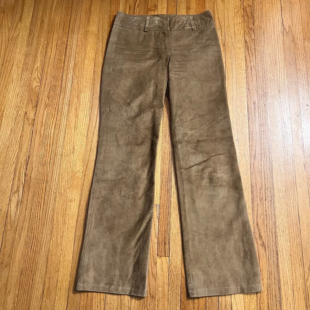 Loft Leather Pants Womens 4 Brown Straight Leg Mid rise (29x31)